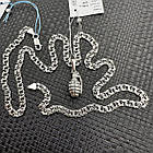 Срібна підвіска Граната і ланцюжок плетіння бісмарк срібло чорнене 925 проби, фото 3