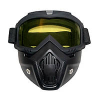 Защитная маска трансформер очки для пейнтбола страйкбола мотоцикла квадроцикла желтые линзы, влагозащитные
