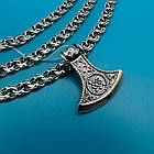 Чоловічий комплект кулон Секіра Перуна та срібний ланцюжок 925 проба, фото 2