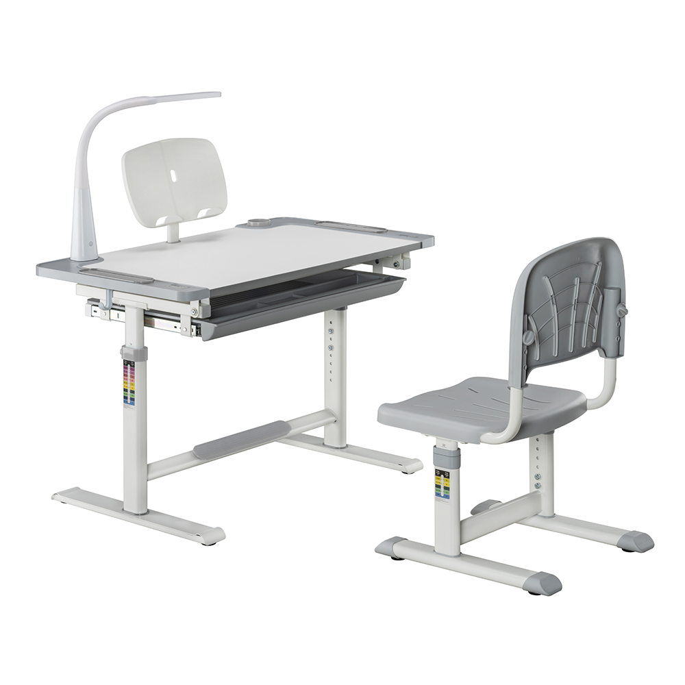 Дитяча парта-трансформер зі стільцем FunDesk Lupin Grey з жорсткою фіксацією