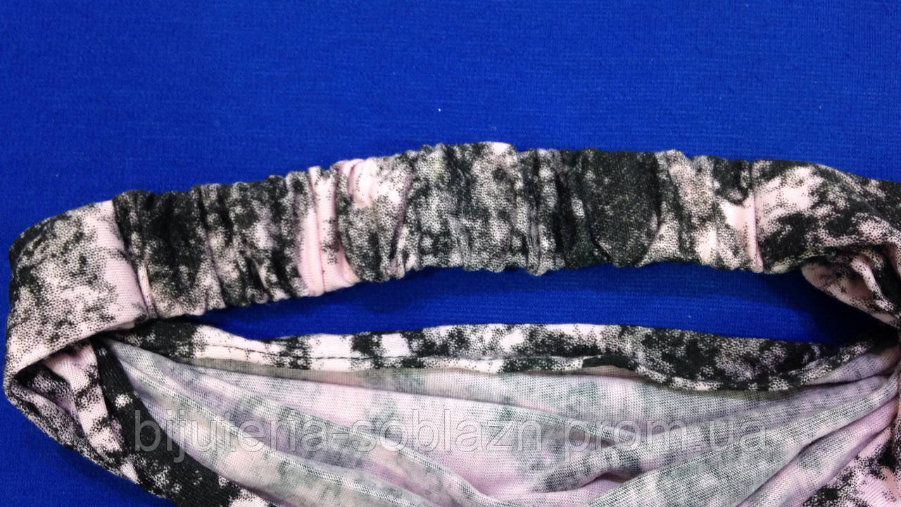 Бандана на голову женская, мужская тканевая черная с принтами Цвета уточняйте синий, розовый, белый, серый - фото 8 - id-p321449817