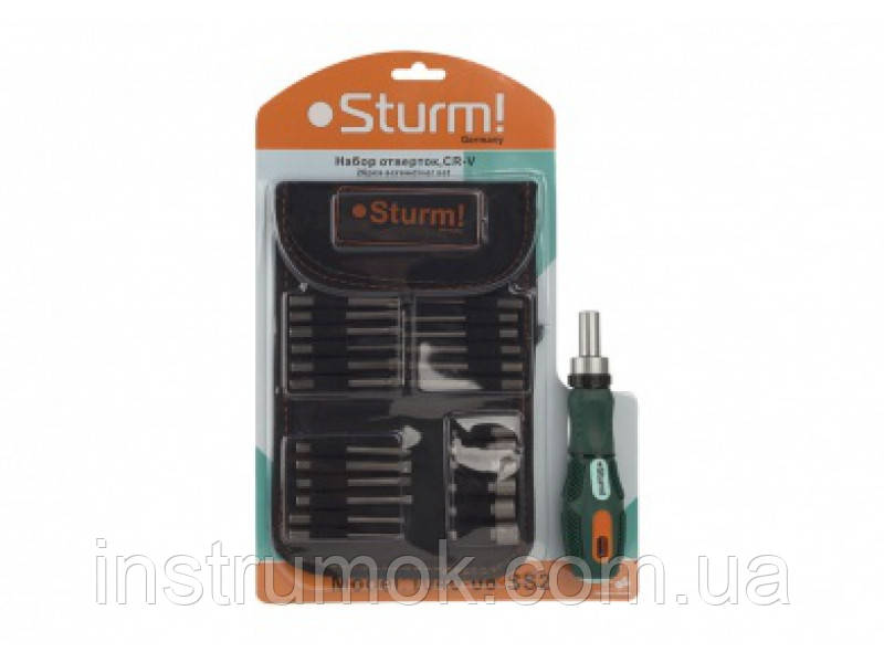Реверсивна викрутка з насадками 26 штук Sturm 1040-08-SS2