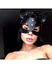Еротична маска кішки для обличчя жіноча з металевим заклепками БДСМ чорного кольору, фото 7