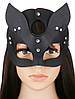 Еротична маска кішки для обличчя жіноча з металевим заклепками БДСМ чорного кольору, фото 9
