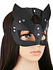 Еротична маска кішки для обличчя жіноча з металевим заклепками БДСМ чорного кольору, фото 10