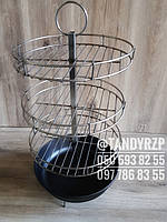 Сітка-гриль 3 яруси жаровня для тандира d_26см з неіржавкої харчової сталі з чавунною сковородою (діаметр 22 - 40 см)