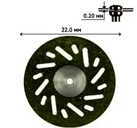 Диск алмазный стоматологический 22 мм DFA толщина 0,20мм КОСАЯ ПРОРЕЗЬ