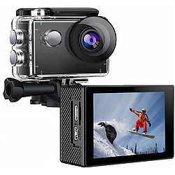 WI-FI екшн камера 4K з аквабоксом / Спортивна відеокамера з кріпленням / Водонепроникна екшн камера