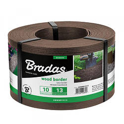 Пластиковий бордюр для газону 13см 10м коричневий WOOD BORDER Bradas, Польща