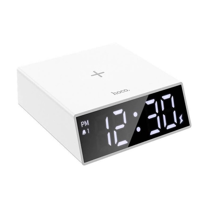 Настільний годинник з безпровідною зарядкою HOCO DCK1 (білий)