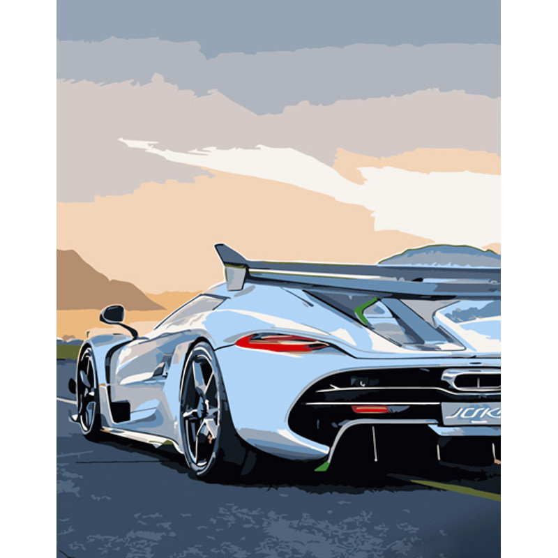Картина за номерами Strateg ПРЕМІУМ Біле спортивне авто розміром 40х50 см (GS911) PL-00039056