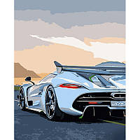 Картина за номерами Strateg ПРЕМІУМ Біле спортивне авто розміром 40х50 см (GS911) PL-00039056