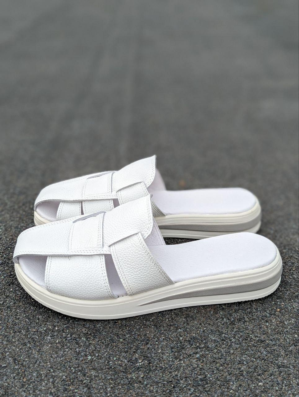 STTOPA Розміри 39-25,5 см. Шльопанці великих розмірів шкіряні. 361-3639 Білі, фото 1