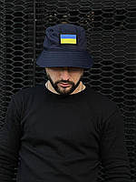 Универсальная мужская летняя панама Ukraine, Молодежная синяя патриотическая с липучкой и флагом Украины лето