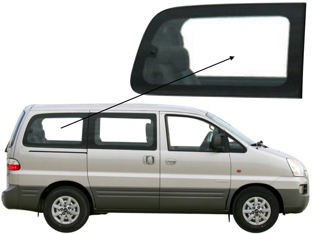 Бічне скло Hyundai H200 1997-2007 салону заднє праве коротка база