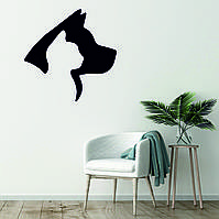 Декоративное настенное Панно «Кот и Собака», картина на стену, 3D панно, подарок