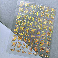 Наклейки для дизайна ногтей золотые бабочки wg №368 Nail Stikers