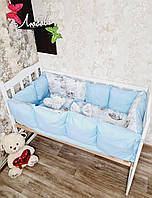 Комплект в кроватку для новорожденных "Эко Зверьки" голубой
