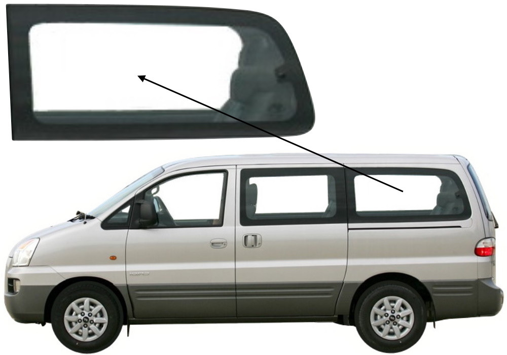 Бічне скло Hyundai H200 1997-2007 салону заднє ліве довга база