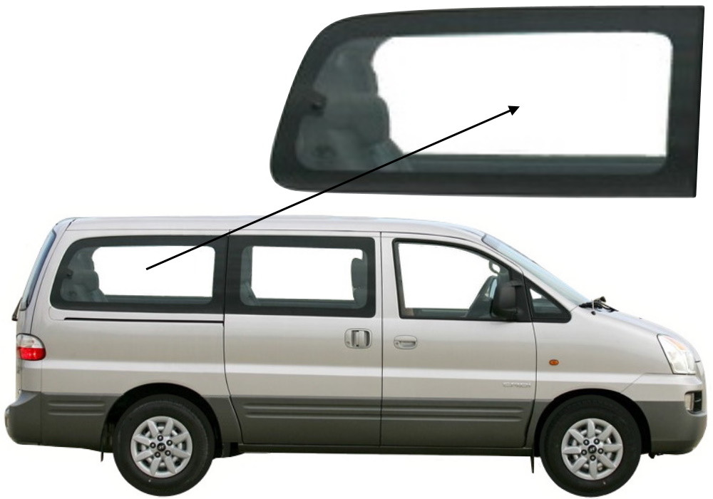 Бічне скло Hyundai H200 1997-2007 салону заднє праве довга база