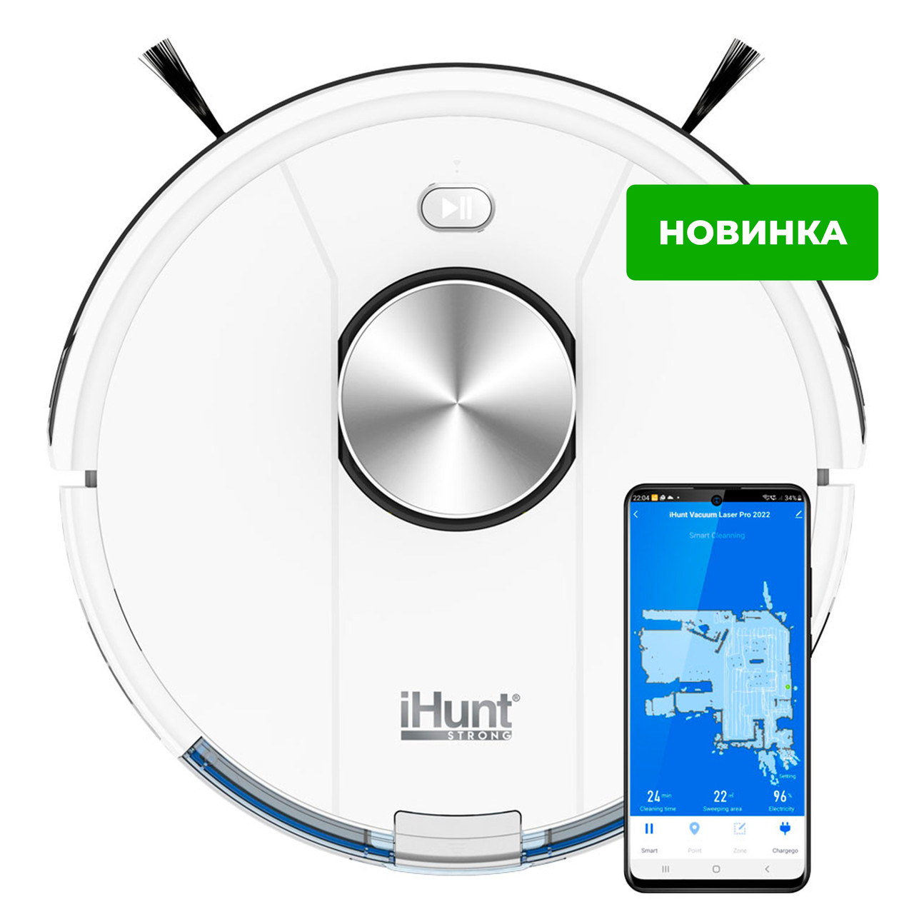 Робот-пилосос iHunt Vacuum Laser Pro 2022 з додатком iHunt Home, швабра, 3-в-1