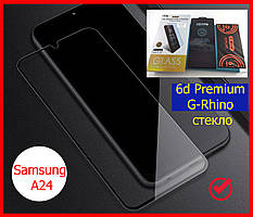 Захисне скло 6D Premium для Samsung Galaxy A24 (SM-A245), скло З ОЛЕОФОБНИМ ПОКРИТТЯМ G-Rhino на самсунг А24