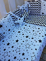 Комплект у ліжечко для новонароджених "Elite Зірки/зигзаги" білий