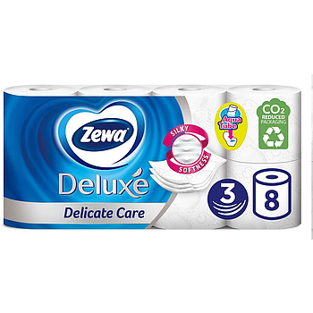 Туалетний папір Zewa Deluxe білий 3 шари 8 рулонів