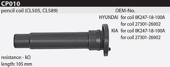 Наконечник котушки запалювання Tesla CP010 K247-18-100A, 27301-26002 для KIA Carens I (FC), Carens II (FJ), Clarus (K9A)/Clarus
