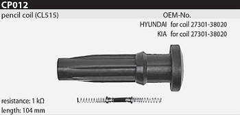Наконечник котушки запалювання Tesla CP012 27301-38020 для HYUNDAI H-1 / Starex, Santa Fe I (SM), Sonata IV (EF), Trajet (FO),