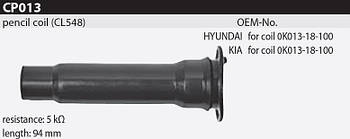 Наконечник котушки запалювання Tesla CP013 0K013-18-100 для KIA Sportage (K00)