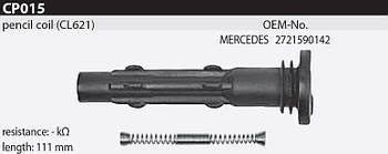 Наконечник котушки запалювання Tesla CP015 2721590142 для MERCEDES C-Class (W203, W204), C-Class Coupe (CL203), C-Class T-Model