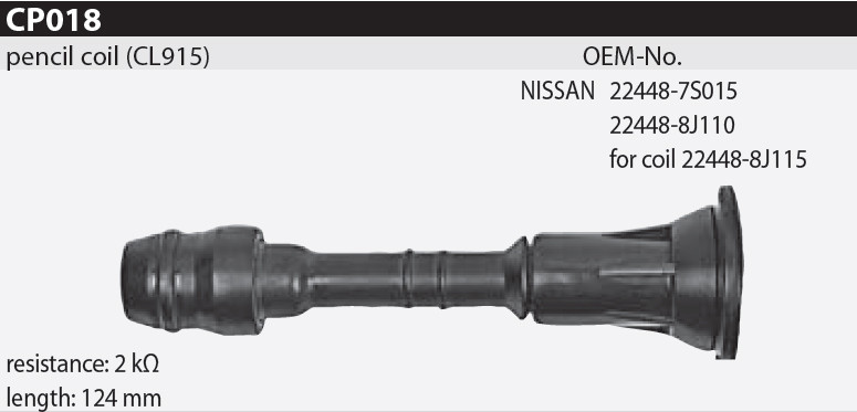 Наконечник котушки запалювання Tesla CP018 22448-7S015, 22448-8J110, 22448-8J115 для NISSAN Murano (Z50), Pathfinder (R50)/(R51)