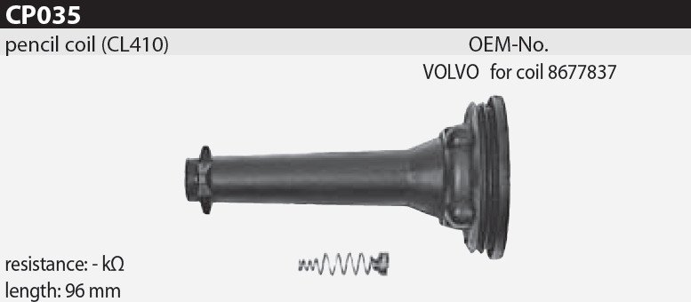 Наконечник котушки запалювання Tesla CP035 для FORD Focus II, Kuga I, Mondeo IV, S-Max, 2.5, VOLVO C30, C70 II, S40 II, S60 I, S80