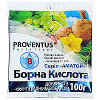 Борна кислота 100 г.  Добриво  для томатів, полуниці, огірків, перців.  "Провентус Фертілайзер". Україна