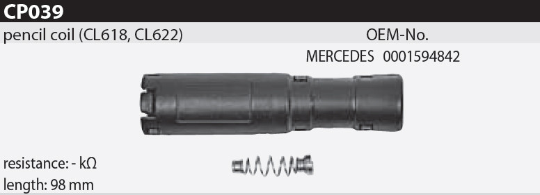 Наконечник котушки запалювання Tesla CP039 0001594842 для MERCEDES C-Class (W203, W204), C-Class Coupe (C204), C-Class Coupe