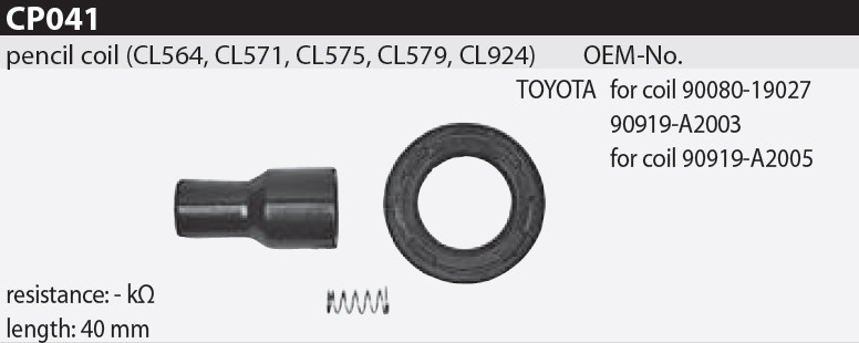 Наконечник котушки запалювання Tesla CP041 90080-19027, 90919-A2003, 90919-A2005 для LEXUS ES (_ _V6_), GS (UZS161, JZS160)/(_, фото 1