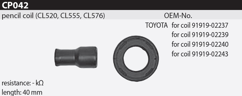 Наконечник котушки запалювання Tesla CP042 91919-02237, 91919-02239, 91919-02240, 91919-02243 для CITROEN C1 (PM_, PN_), DAIHATSU