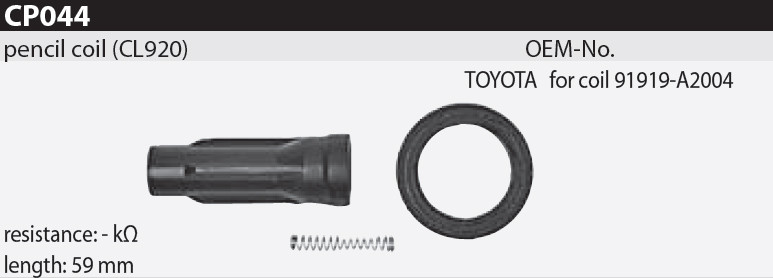 Наконечник котушки запалювання Tesla CP044 91919-A2004, для LEXUS RX (_U3_), RX (GYL1_, GGL15),