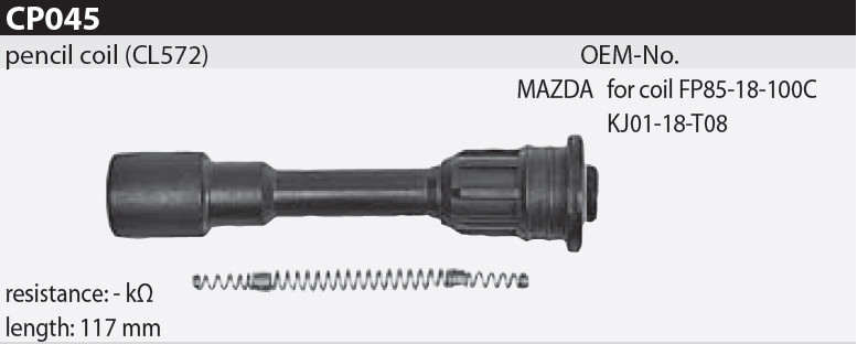 Наконечник котушки запалювання Tesla CP045 FP85-18-100C, KJ01-18-T08 для MAZDA 323 F VI (BJ)/S VI (BJ), Premacy (CP), фото 1