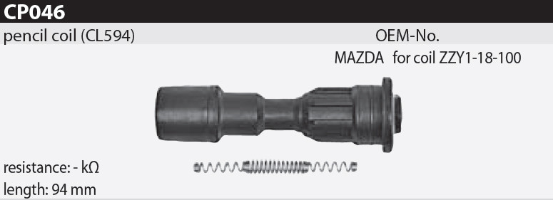 Наконечник котушки запалювання Tesla CP046 ZZY1-18-100 для MAZDA 323 F VI (BJ)/S VI (BJ)