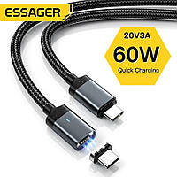 Магнитный кабель Essager Type-C PD 60w 1м Fast Charge Black