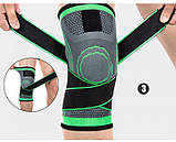 Наколінники Еластичний Бандаж на Колено Компресійний Knee Support WN-26 Чорно-зелений wellamart, фото 6
