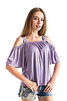 Женская кофта с открытыми плечами фиолетовая барселона