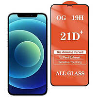 Захисне скло 21D на весь екран для iPhone 13 mini чорний клей по всій поверхні