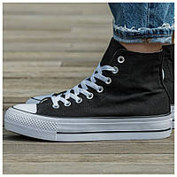 Женские кеды Converse Chuck Taylor All Star High Lift Black White, черные кроссовки конверс чак тейлор ол стар