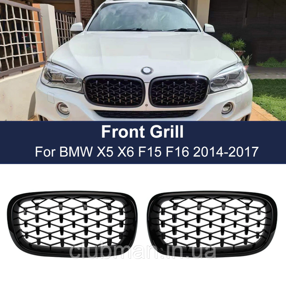 Решітка ноздрі BMW (БМВ) 5 Series (F15 F16) 2013-2018 Унікальна Чорний Глянець (51712334708)