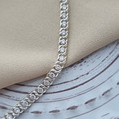Срібний браслет з плетінням Арабський Бісмарк з цирконами, 17 см