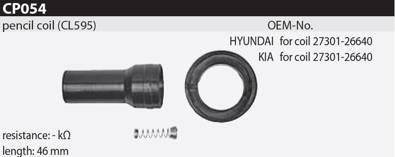 Наконечник котушки запалювання Tesla CP054 27301-26640 для HYUNDAI Accent II (LC)/Sedan, Accent III (MC)/Sedan, фото 1