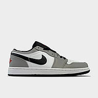 Мужские / женские кроссовки Nike Air Jordan 1 Retro Low Grey White, серые кожаные найк аир джордан 1 ретро лов